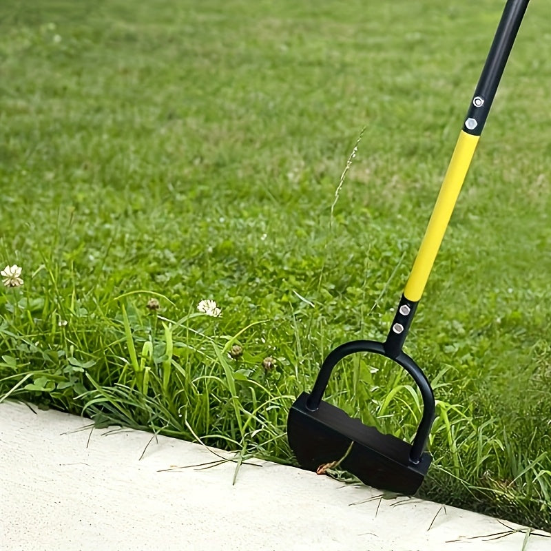 Heavy-Duty Manual Lawn Edger Tool with Ergonomic Handle - Black Metal Half Moon Shovel for Efficient Weeding and Trimming, Wide Foot Pedal Design for Stability, Ideal for Yard and Garden Maintenance